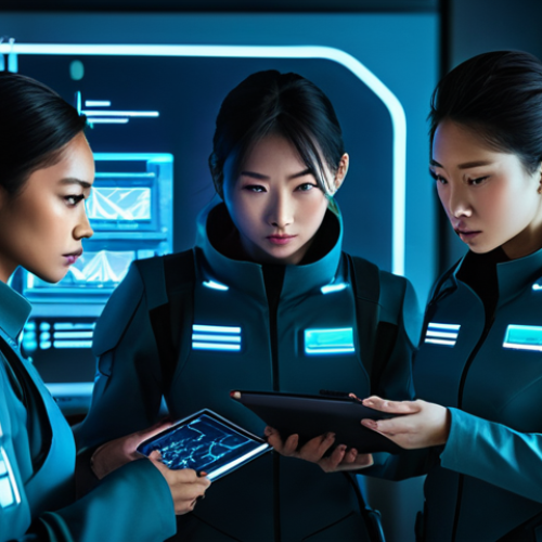 승리의여신 니케 글로벌 경쟁 이벤트 - **Prompt 1: Strategic Planning Session**
    "An anime-inspired illustration of five diverse female ...