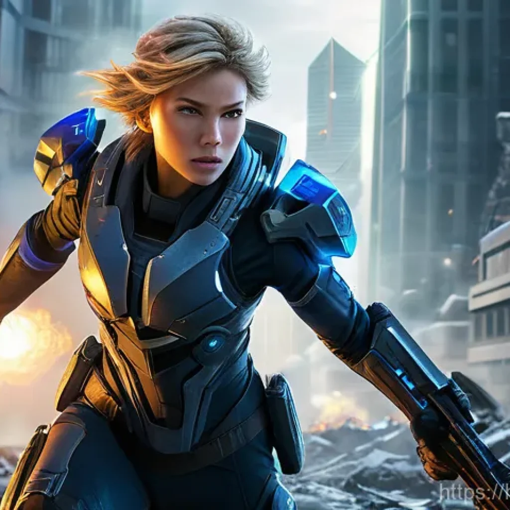 승리의여신 니케 컨텐츠 체험 후기 - **Prompt: A highly detailed, dynamic, and cinematic shot of a female Nikke character in a futuristic...