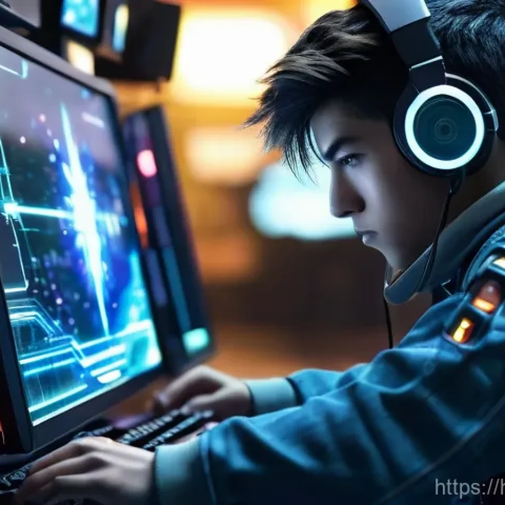 승리의여신 니케 전투 리플레이 시스템 - **Prompt:** A focused male gamer in his late teens or early twenties, with short, neat hair, wearing...