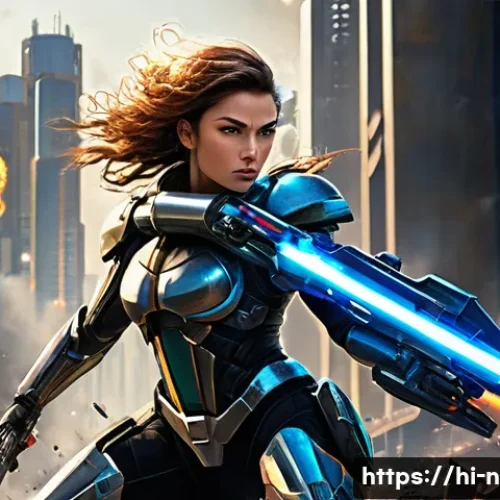 Home 26 승리의여신 니케 월간 핫이슈 정리 - **Prompt 1: Modernia - The Unyielding Attacker**
"A full-body, dynamic action shot of Modernia, ...