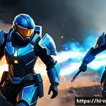 승리의여신 니케 전투 중 이동 속도 상향 - A dynamic heroic warrior character in mid-battle, wearing tactical armor with visible speed boost ef...