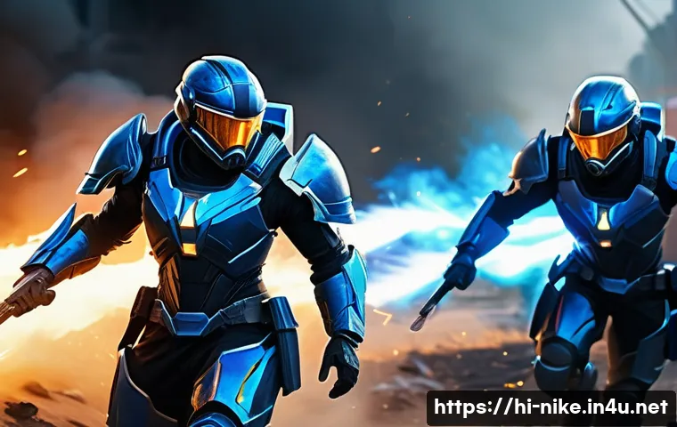 승리의여신 니케 전투 중 이동 속도 상향 - A dynamic heroic warrior character in mid-battle, wearing tactical armor with visible speed boost ef...