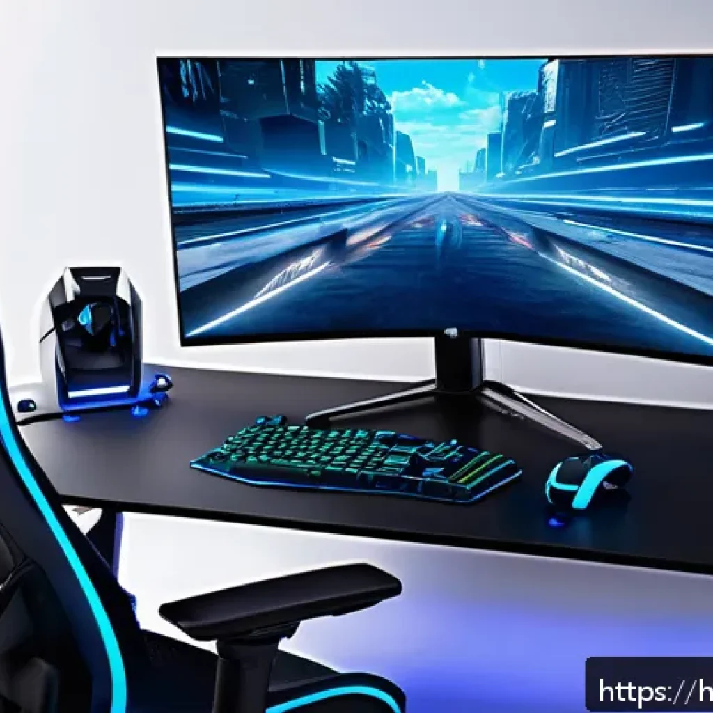 승리의여신 니케 신규 장비 세트 소개 - A sleek, modern gaming equipment set designed for competitive players, featuring ergonomic lightweig...