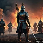 승리의여신 니케 클랜전 전략 - A dynamic battlefield scene featuring the "Hero Agniputra" at level 5, depicted as a powerful warrio...