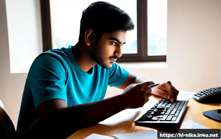 Home 17 승리의여신 니케 신규 플레이어 스탯 - Photorealistic Indian young adult gamer at a clean home desk, studying a futuristic mobile game char...