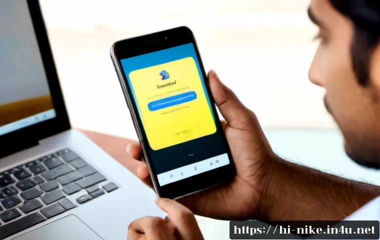 승리의여신 니케 다운로드 링크 검증 - Photorealistic close-up of a young Indian adult using a smartphone to safely verify a mobile game do...
